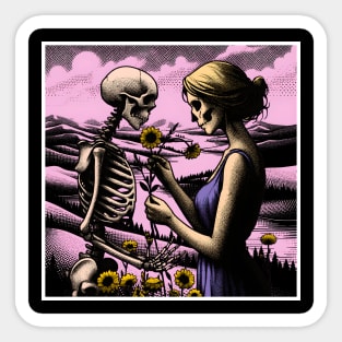 SKULL AND GIRL ETERNAL BLOOM Sticker